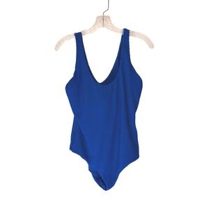 Bravissimo Cancun One-Piece Swimsuit Blue Beach Vacation Textured Size 38D